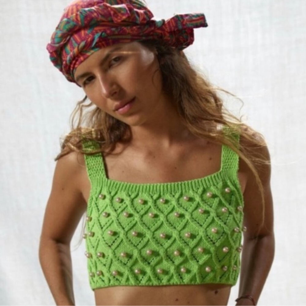 Zara Vibrant Green Knit Crop Top